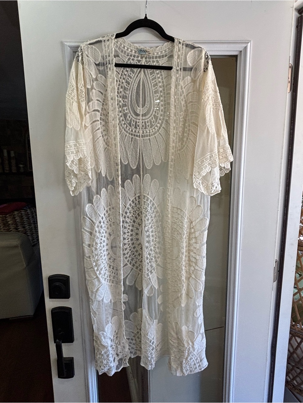 Rebellion Cream Lace Maxi Kimono